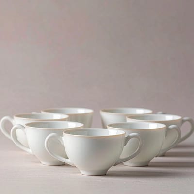 White Porcelain Teacup Set of Six