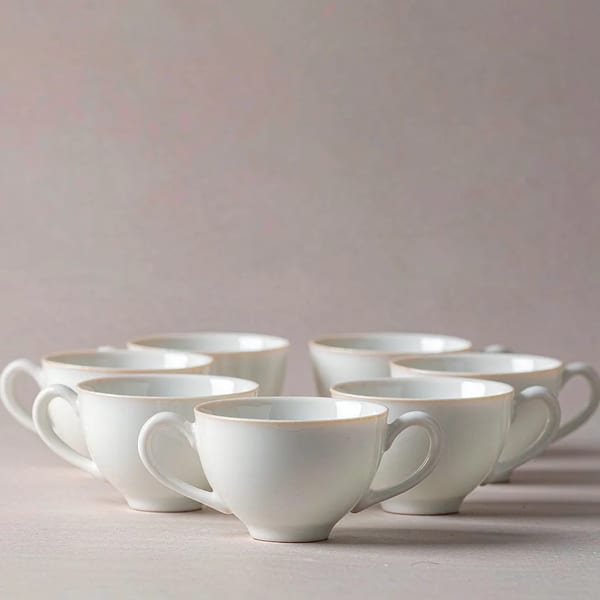 White Porcelain Teacup Set of Six